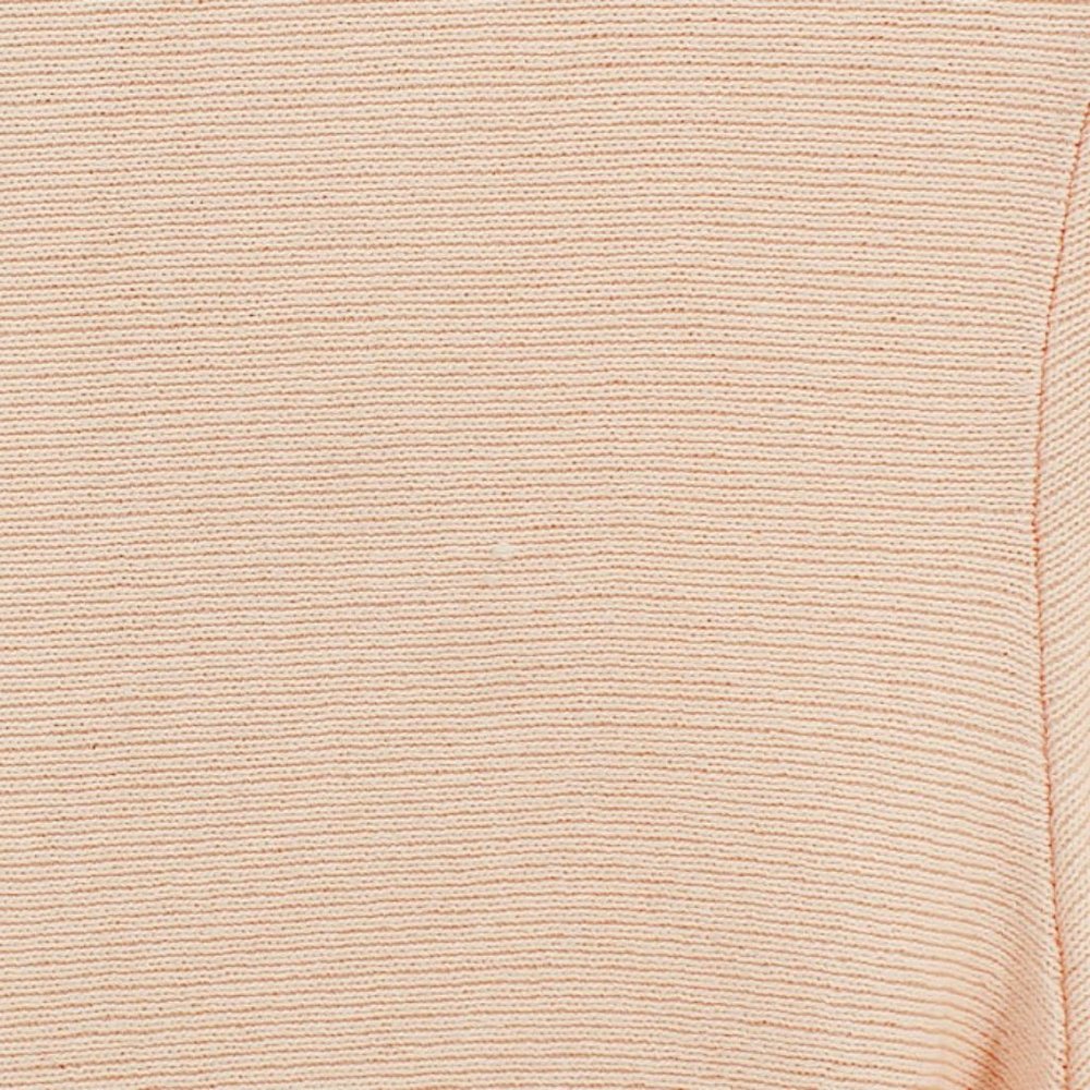 Jonathan Simkhai Stretch Knit Bell Sleeve Peplum Top Blush Cut Out Jewel Neck - Picture 12 of 13
